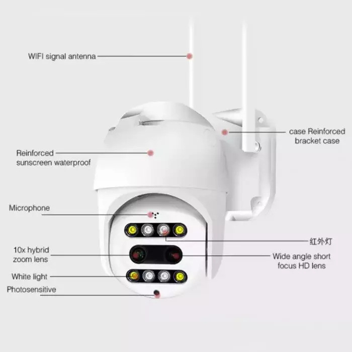 دوربین مینی اسپید دام دو لنز مدل 10X-V380